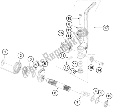 Alle onderdelen voor de Kick Starter van de KTM TXT Racing 300 US 2021