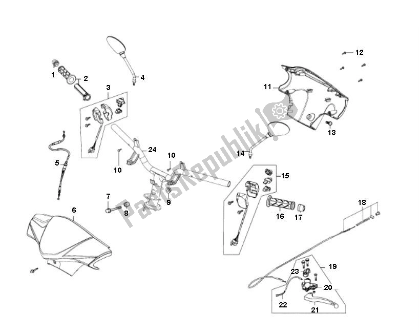 Tutte le parti per il Stuurdelen del Kymco Agility 10 4T 50 2000 - 2010