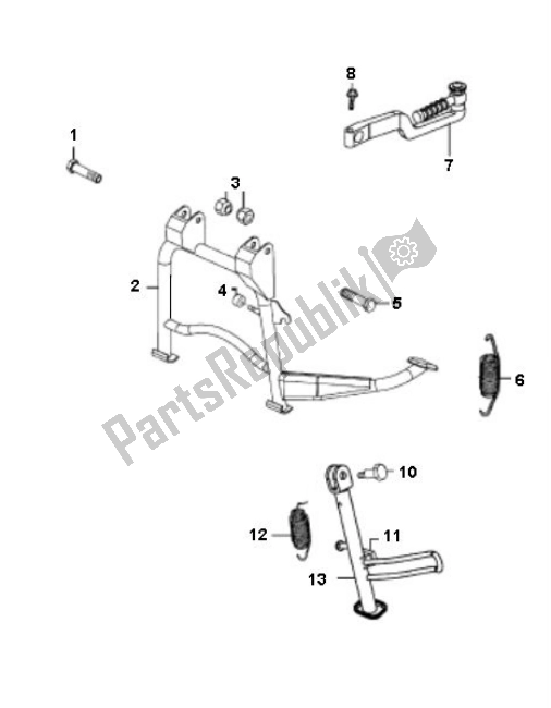 Tutte le parti per il Cavalletto Centrale del Kymco Agility 10 4T 50 2000 - 2010