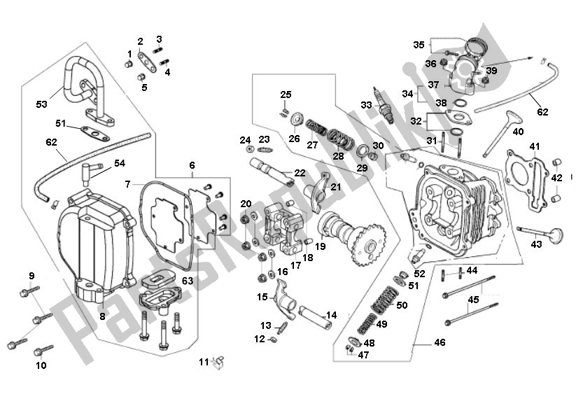 All parts for the Cylinder Head of the Kymco Agility 12 4T ALL Models 50 2000 - 2010