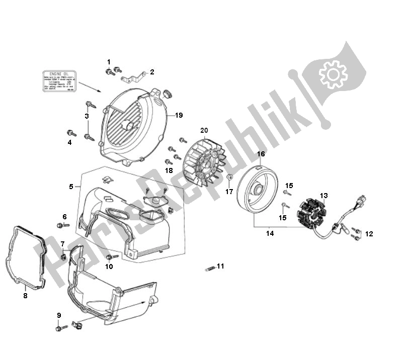 All parts for the Ontsteking - Koelvin of the Kymco Agility 12 4T ALL Models 50 2000 - 2010