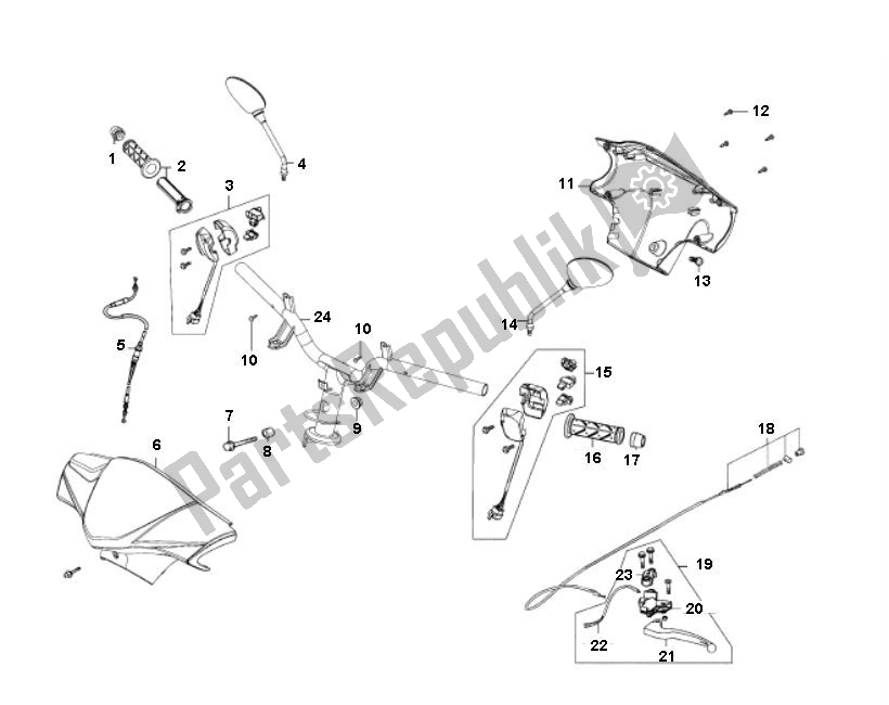 All parts for the Stuurdelen of the Kymco Agility 12 4T ALL Models 50 2000 - 2010