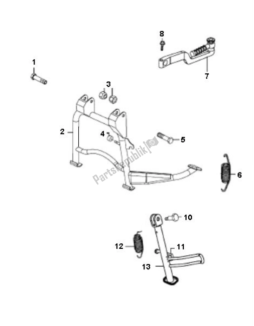 All parts for the Center Stand of the Kymco Agility 12 4T ALL Models 50 2000 - 2010