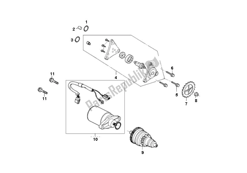 All parts for the E07 Startmotor - Oliepomp of the Kymco Agility 16 4T City 50 2000 - 2010