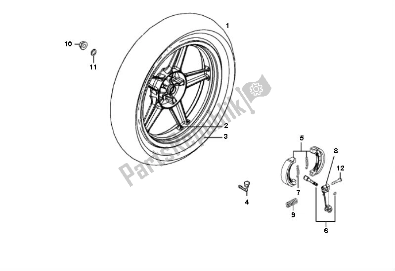 All parts for the Rear Wheel of the Kymco Agility 16 4T City 50 2000 - 2010