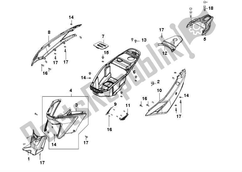 Todas las partes para Helmbak - Zijscherm de Kymco Agility 16 4T City 50 2000 - 2010