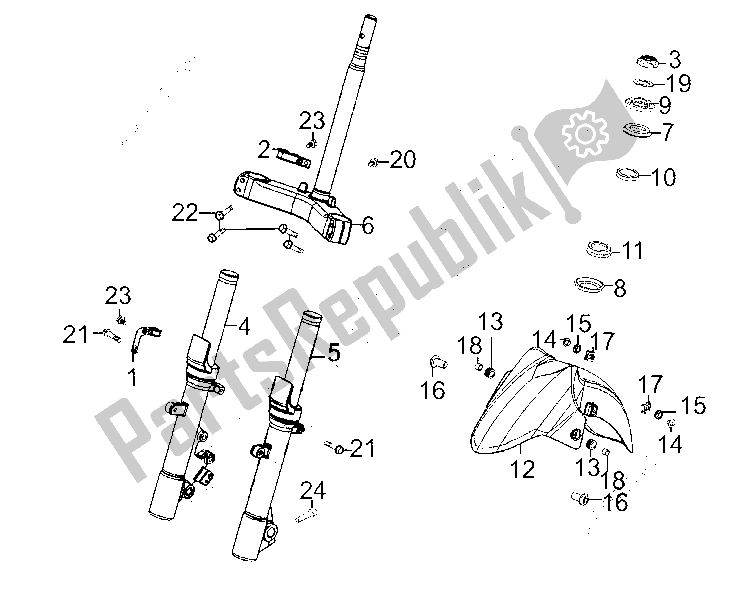 All parts for the Front Fork of the Kymco Dink 300 2010 - 2020