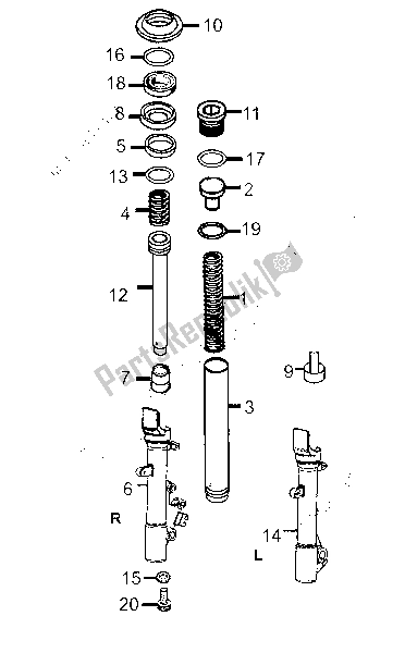 All parts for the Front Fork of the Kymco Dink 300 2010 - 2020