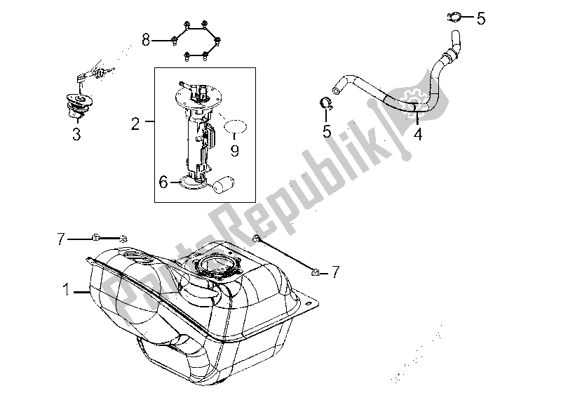 All parts for the Fuel Tank of the Kymco Dink 300 2010 - 2020