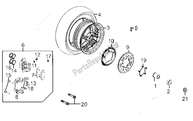 All parts for the Rear Wheel of the Kymco Dink 300 2010 - 2020