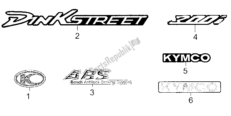 Alle onderdelen voor de Stickers van de Kymco Dink 300 2010 - 2020