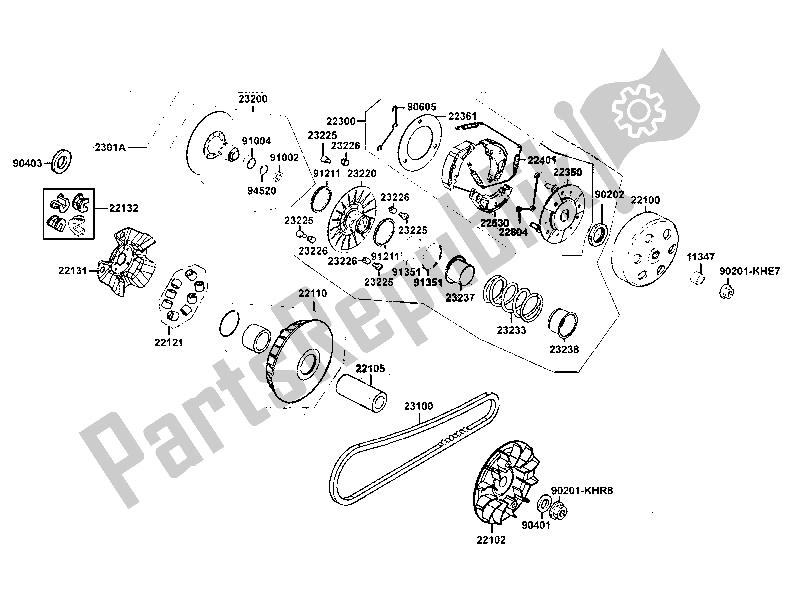 Todas as partes de Variador / Embreagem do Kymco Dink 300 2010 - 2020