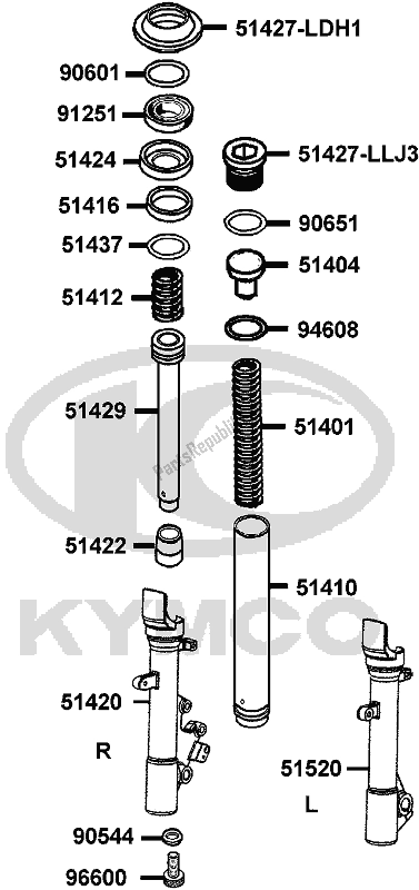 Toutes les pièces pour le F21 - Separated Forks Front du Kymco BF 60 AD AU -People GTI 300 60300 2015
