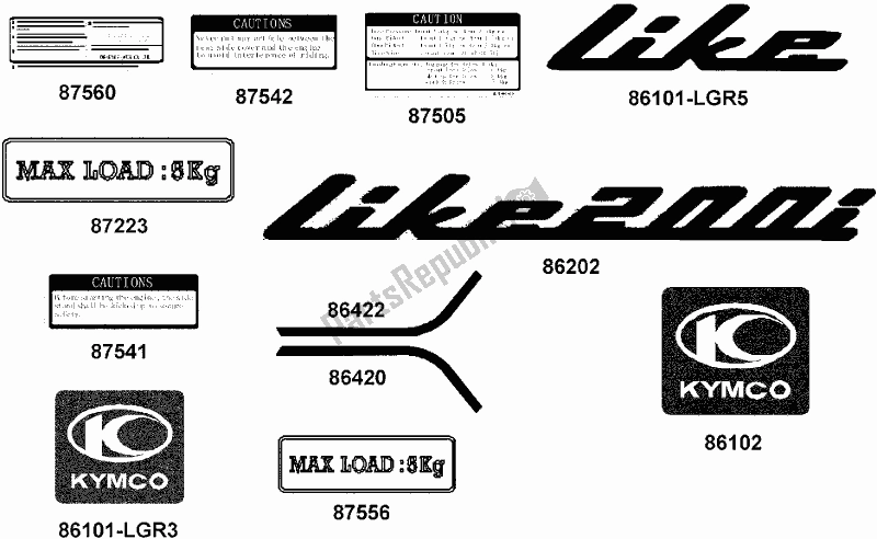 All parts for the F22 - Emblem Stripe of the Kymco KA 40 AA AU -Like 200 40200 2015