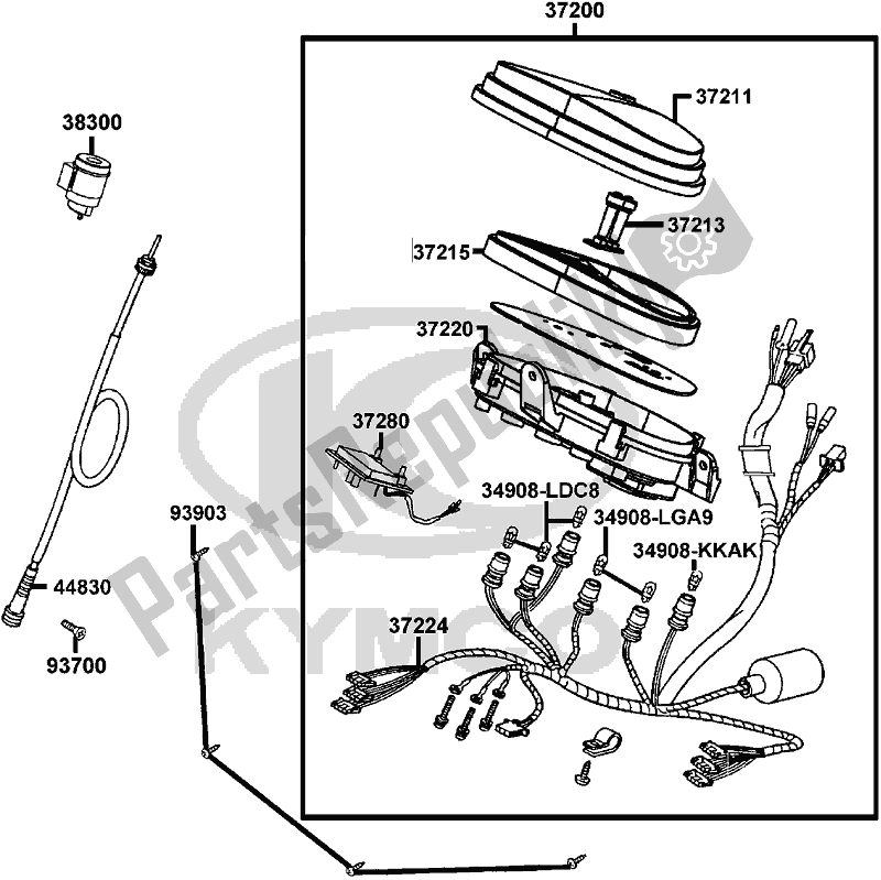 All parts for the F02 - Speedometer of the Kymco KA 40 AB AU -Like 200 40200 2012