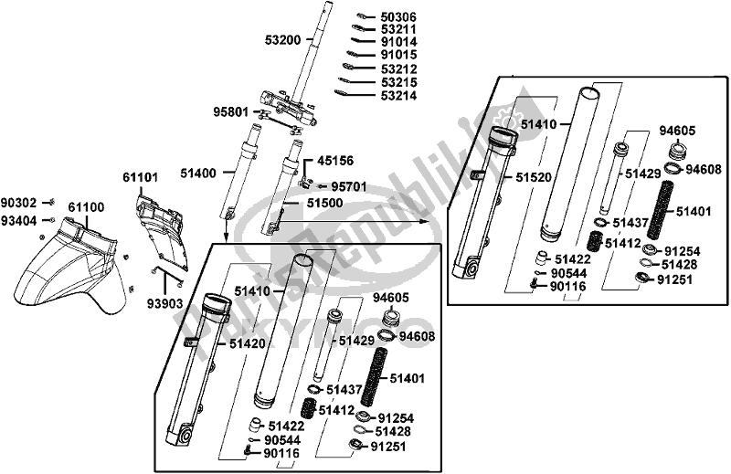 All parts for the F06 - Stem Steering/ Front Cushion of the Kymco KA 40 AB AU -Like 200 40200 2012