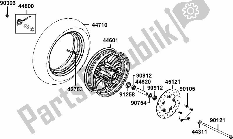 All parts for the F07 - Front Wheel of the Kymco KA 40 AB AU -Like 200 40200 2012