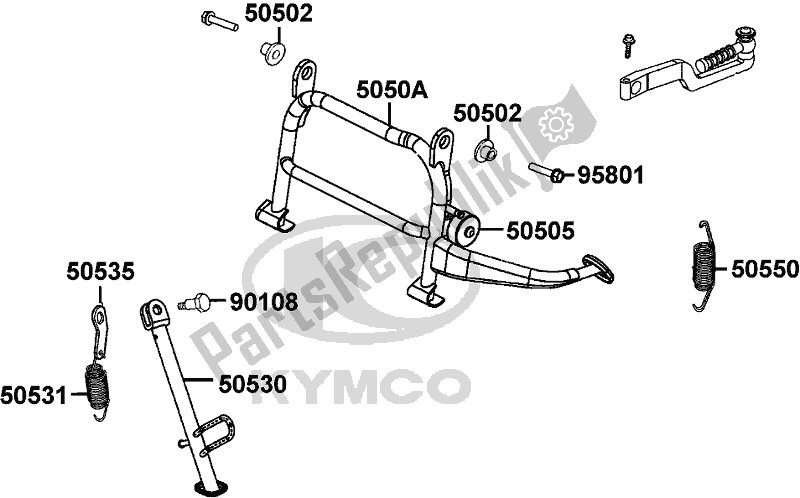 All parts for the F15 - Stand/ Kick Starter Arm of the Kymco KA 40 AB AU -Like 200 40200 2012