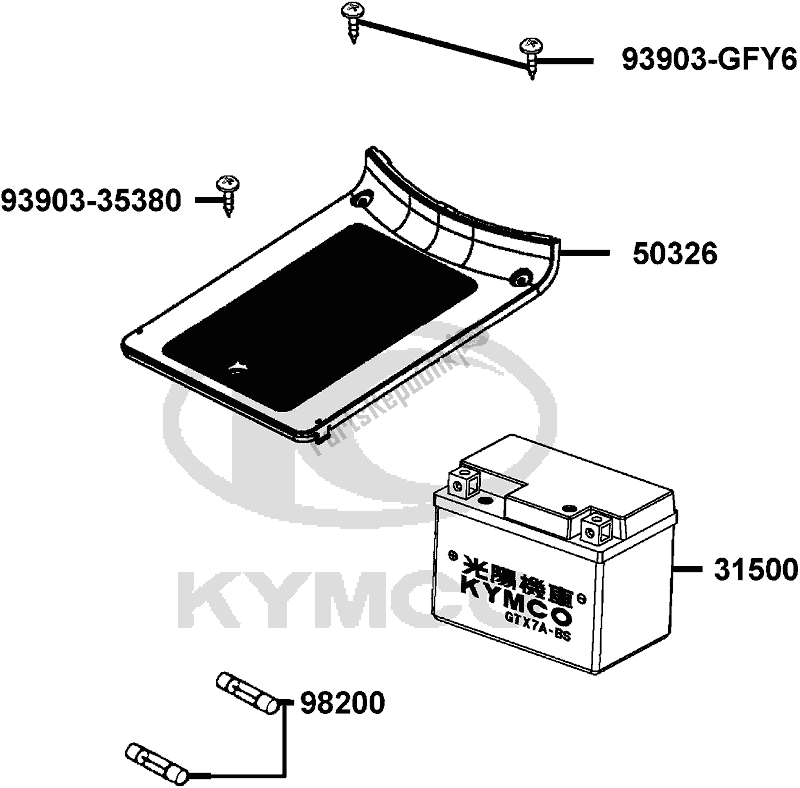 Alle onderdelen voor de F11 - Battery van de Kymco KA 40 AL AU -Like 200 40200 2017