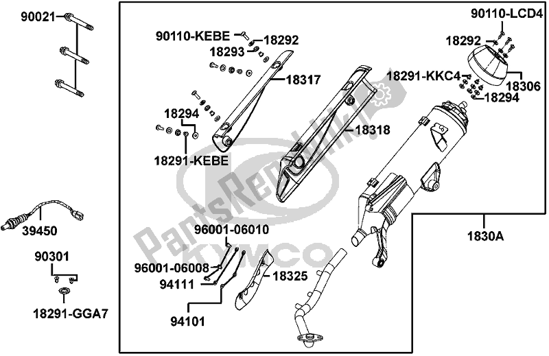 Alle onderdelen voor de F14 - Exhaust Muffler van de Kymco KA 40 AL AU -Like 200 40200 2017