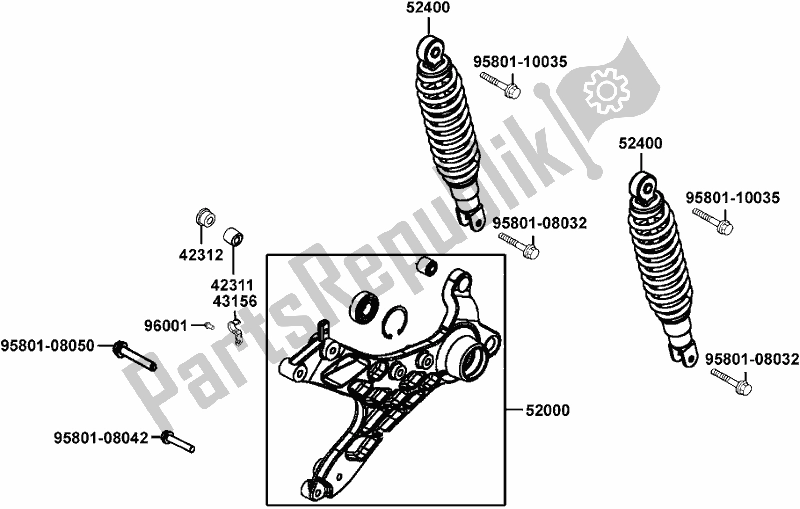 Alle onderdelen voor de F16 - Rear Cushion van de Kymco KA 40 AL AU -Like 200 40200 2017