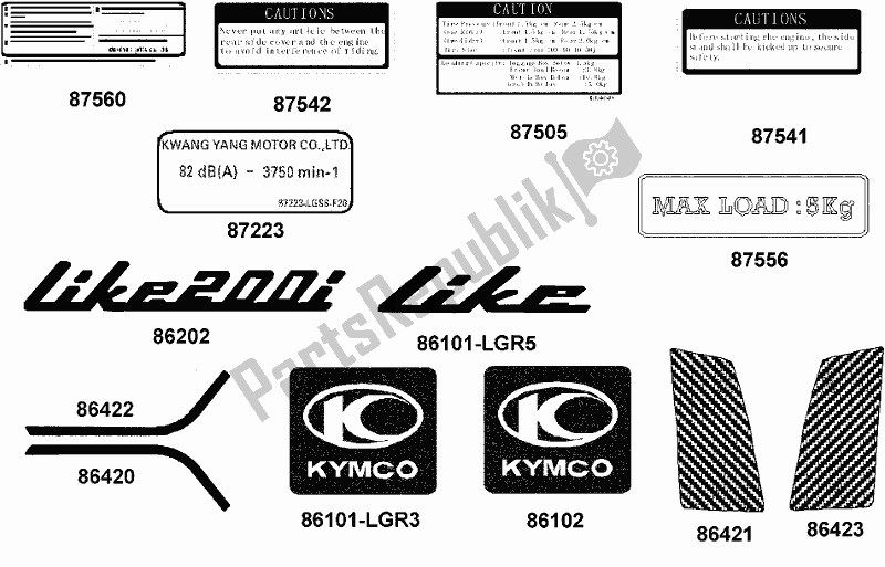 Alle onderdelen voor de F21 - Emblem Stripe van de Kymco KA 40 AL AU -Like 200 40200 2017