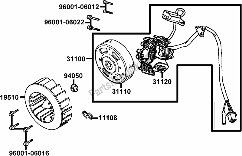 Alle onderdelen voor de E03 - Fan Cover Generator van de Kymco KE 10 CA AU -Agility 50 1050 2015