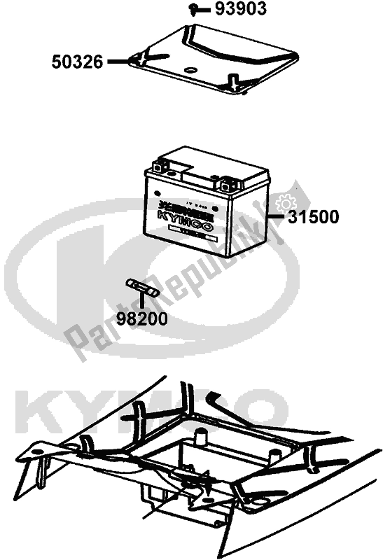 All parts for the F11 - Battery of the Kymco KE 10 CA AU -Agility 50 1050 2015