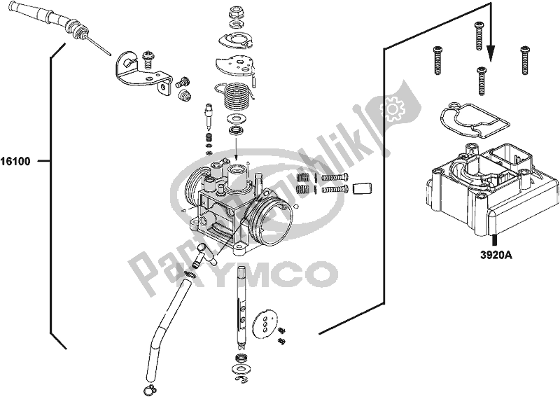 Alle onderdelen voor de E09 - Throttle Body van de Kymco KF 40 BB AU -Agility 16+ City 200 4016200 2016