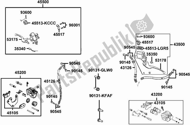 Alle onderdelen voor de F04 - Brake Master Cylinder van de Kymco KF 40 BB AU -Agility 16+ City 200 4016200 2016