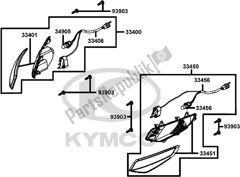 Alle onderdelen voor de F17 - Front Winker van de Kymco KF 40 BB AU -Agility 16+ City 200 4016200 2017