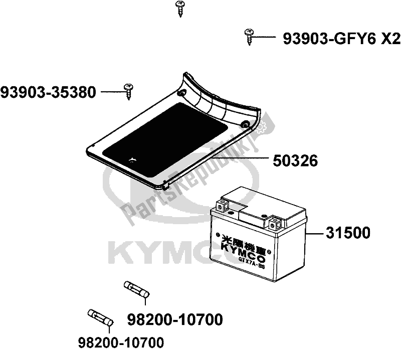 Todas las partes para F11 - Battery de Kymco KG 10 AA AU -Like 50 2010 10502010 2010