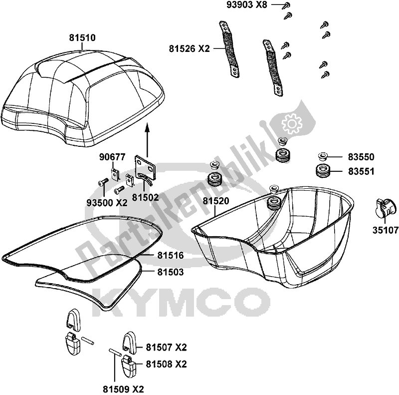 Tutte le parti per il F23 - Rr Box Assy del Kymco KG 10 AA AU -Like 50 2010 10502010 2010