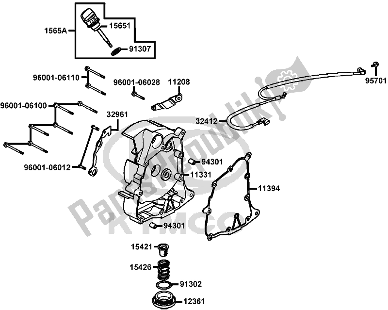 Alle onderdelen voor de E04 - Right Crankcase Cover van de Kymco KL 25 SA AU -Super 8 258 2009