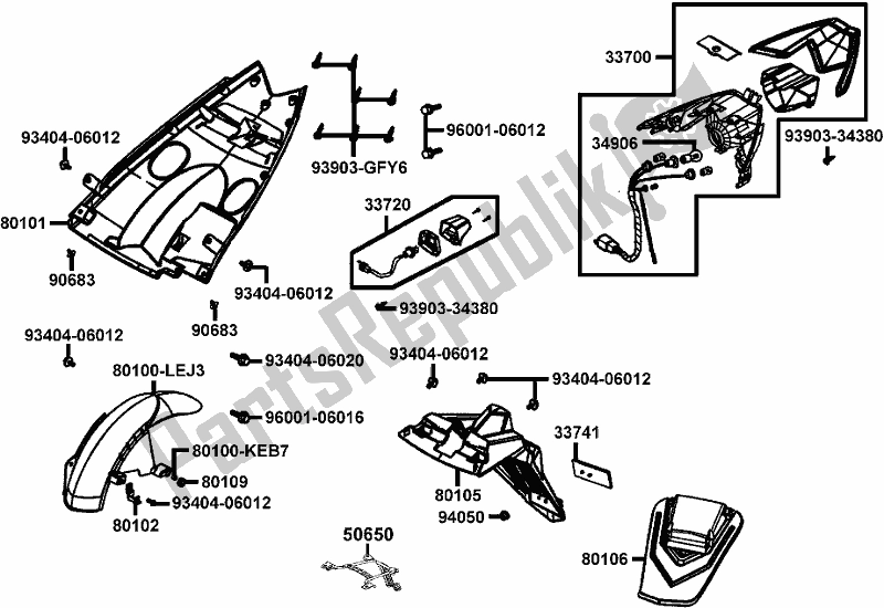 Alle onderdelen voor de F18 - Tail Light van de Kymco KL 25 SA AU -Super 8 258 2009