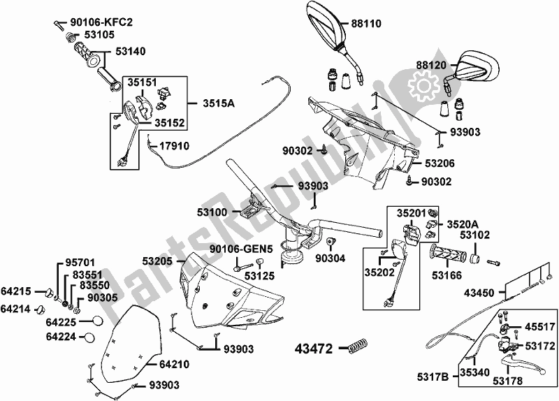 All parts for the F03 - Handle Steering Handle Cover of the Kymco KL 25 SL AU -Super 8 258 2017