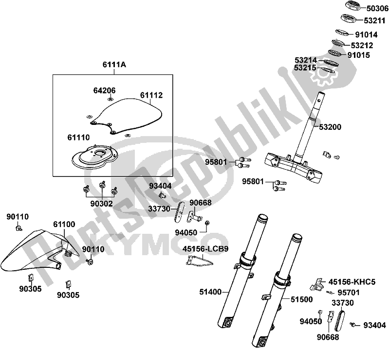 All parts for the F06 - Stem Steering Front Cushion of the Kymco KL 25 SL AU -Super 8 258 2017