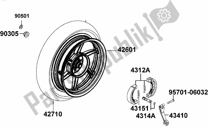 All parts for the F08 - Rear Wheel of the Kymco KL 25 SL AU -Super 8 258 2017