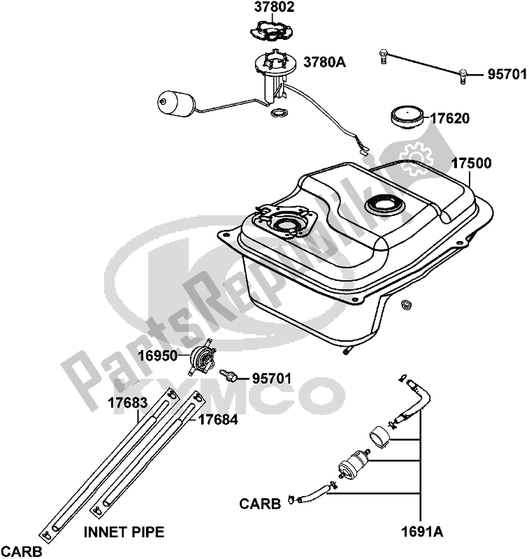 All parts for the F10 - Fuel Tank of the Kymco KL 25 SL AU -Super 8 258 2017