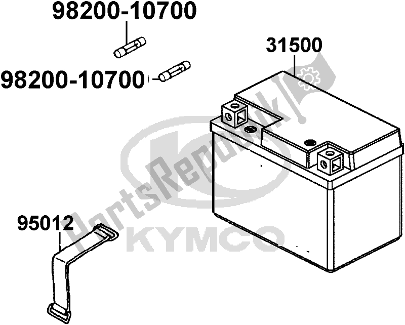 Alle onderdelen voor de F11 - Battery van de Kymco KL 25 SL AU -Super 8 258 2017