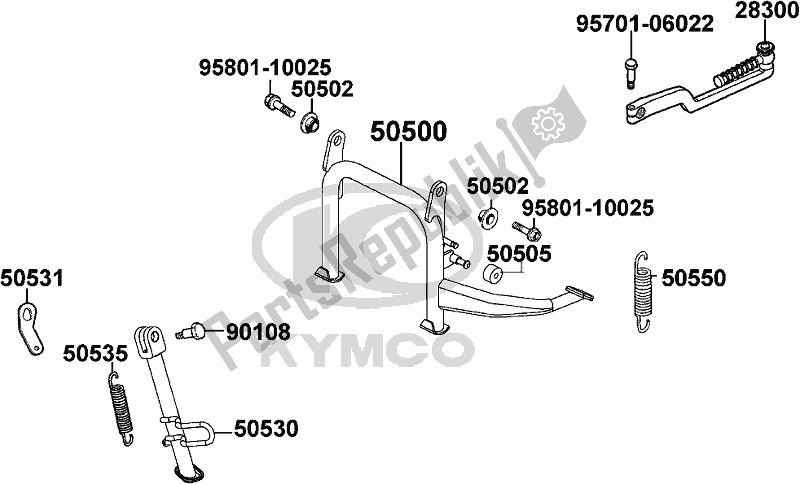 All parts for the F15 - Stand Kick Starter Arm of the Kymco KL 25 SL AU -Super 8 258 2017