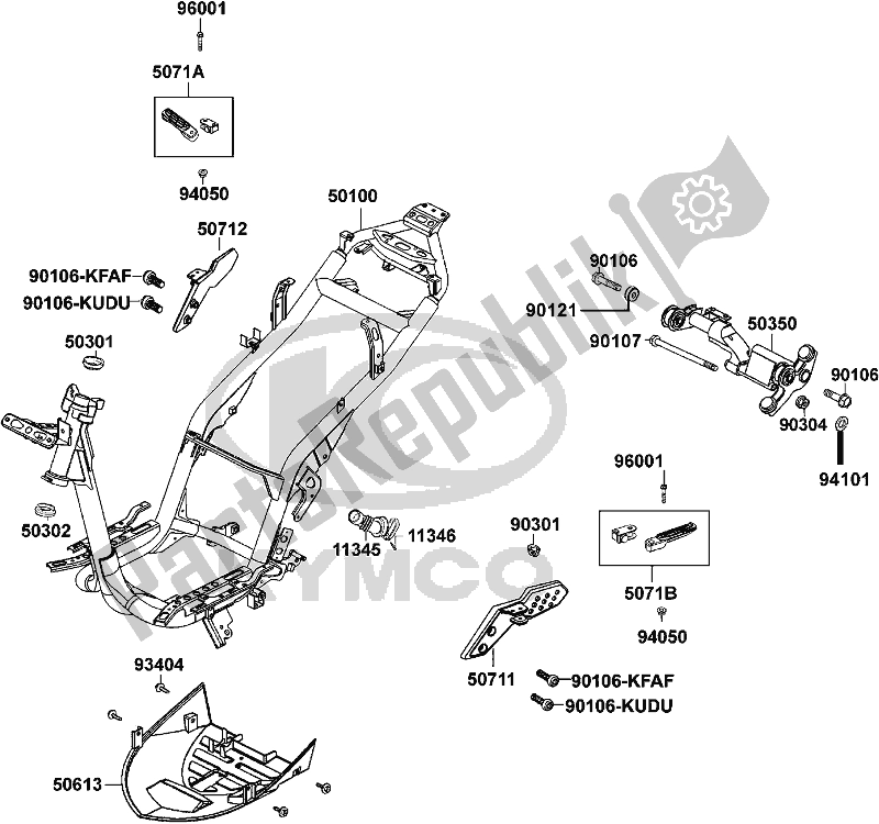 All parts for the F20 - Frame Body of the Kymco KL 25 SL AU -Super 8 258 2017