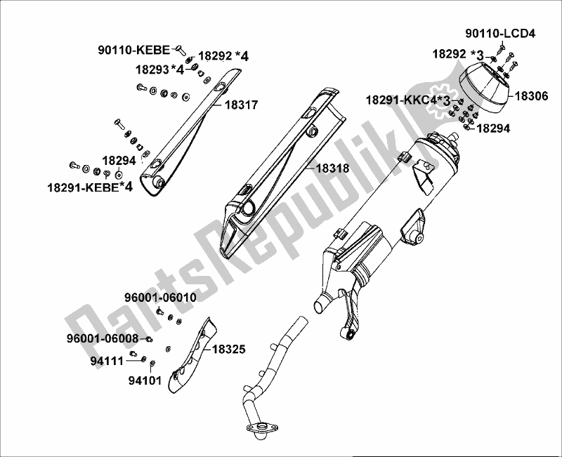 Alle onderdelen voor de F14 - Exhaust Muffler van de Kymco KN 25 AA AU -Like 125 2009 251252009 2010