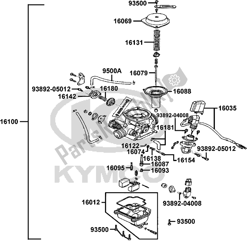 All parts for the E05 - Carburettor of the Kymco KN 25 BE AU -Agility Carry 125 25125 2017