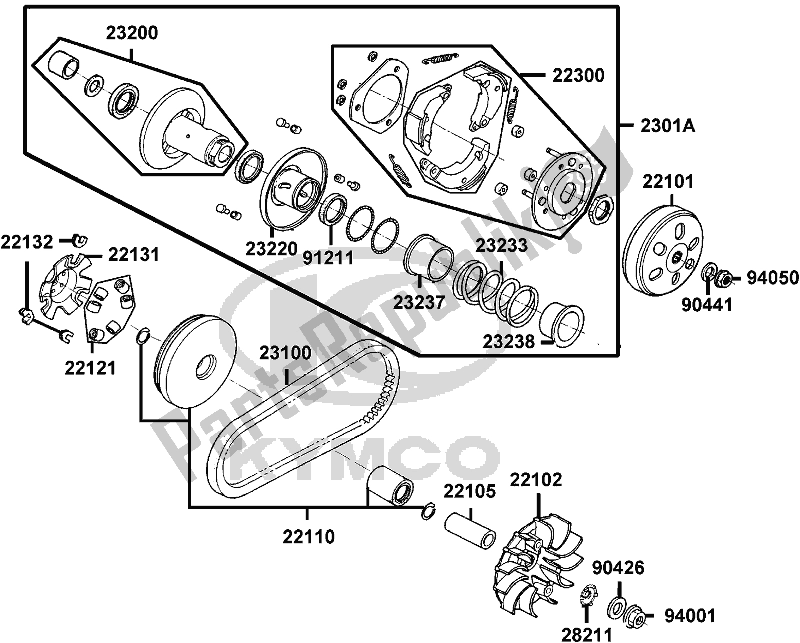 All parts for the E06 - Driven Pulley of the Kymco KN 25 BE AU -Agility Carry 125 25125 2017