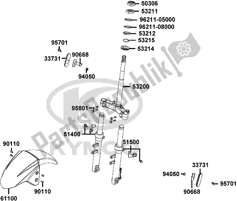 All parts for the F06 - Stem Steering/ Front Cushion of the Kymco KN 25 BE AU -Agility Carry 125 25125 2017