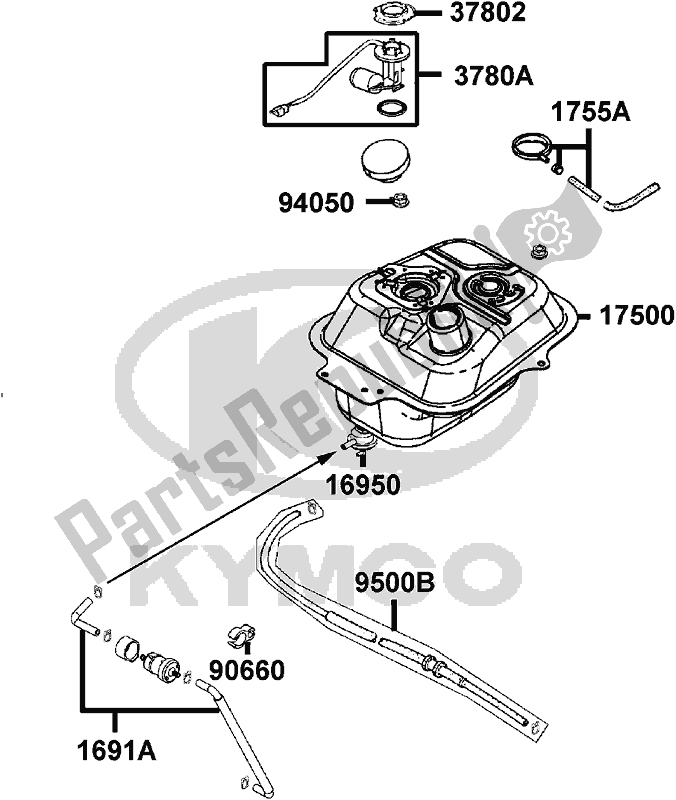 All parts for the F10 - Fuel Tank of the Kymco KN 25 BE AU -Agility Carry 125 25125 2017