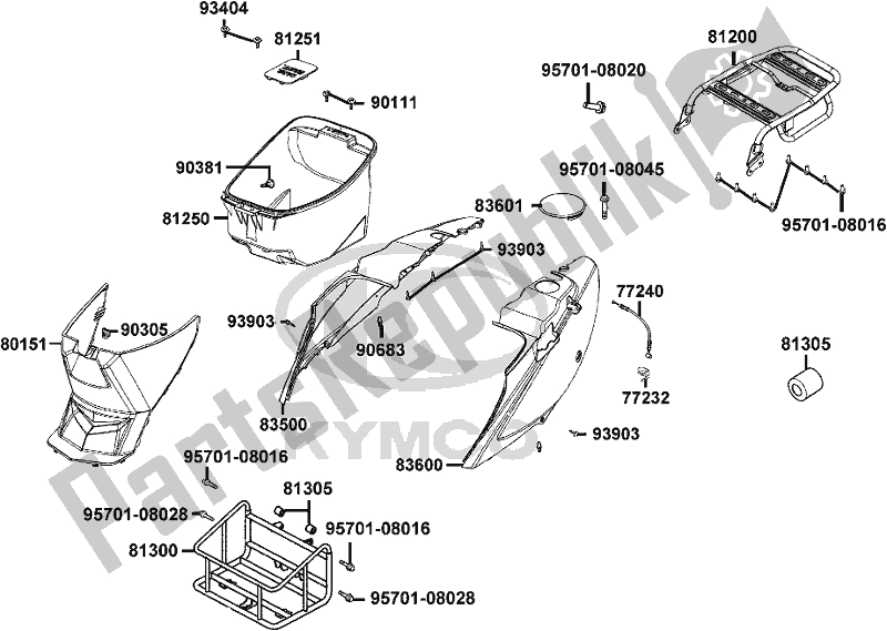 All parts for the F12 - Body Cover/ Luggage Box of the Kymco KN 25 BE AU -Agility Carry 125 25125 2017