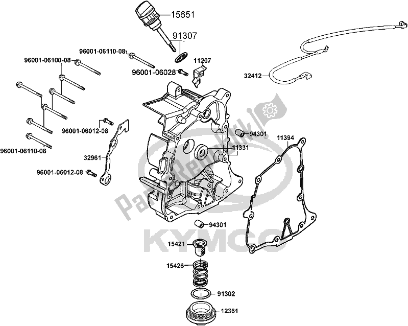 Alle onderdelen voor de E04 - Right Crankcase Cover van de Kymco KN 25 CA AU -Agility 125 25125 2008