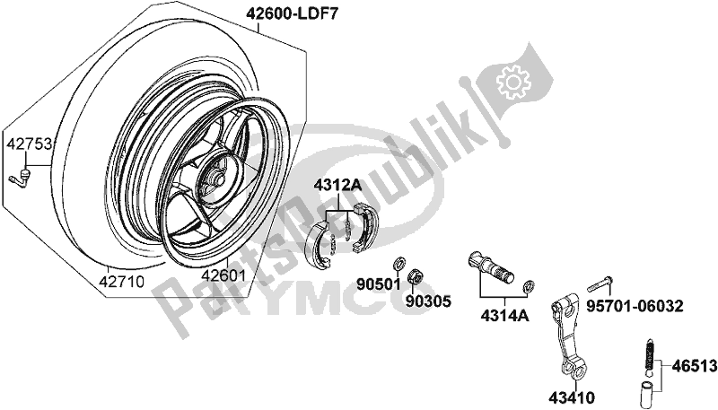 Alle onderdelen voor de F08 - Rear Wheel van de Kymco KN 25 CA AU -Agility 125 25125 2008